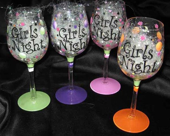 GIRLS NIGHT WINE GLASSES SET OF 4 GLASSES