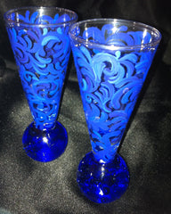 COBALT BLUE SWIRL SHOT GLASSES