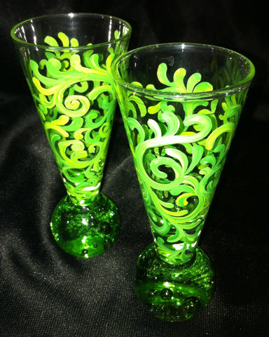 LIME GREEN SWIRL SHOT GLASSES