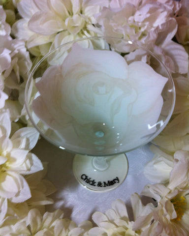 WHITE WEDDING ROSE MARTINI GLASS