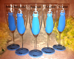 BLUE BRIDESMAID DRESS GLASSES                                                          5 glasses