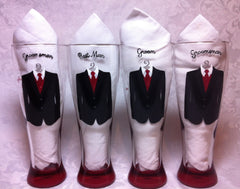 CUSTOM TUXEDO PILSNER GLASSES 5 glasses