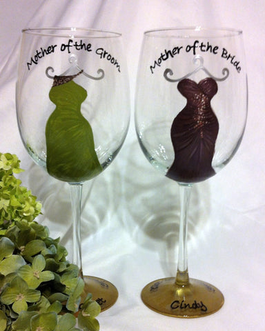 MOTHER OF THE BRIDE & MOTHER OF THE GROOM WINE GLASSES