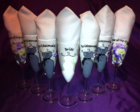BRIDAL PARTY GLASSES 7 glasses