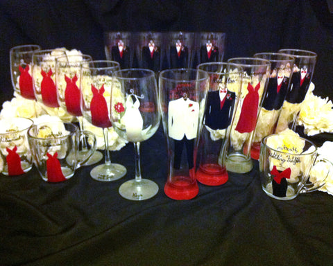 BRIDAL PARTY GLASSES 17 glasses