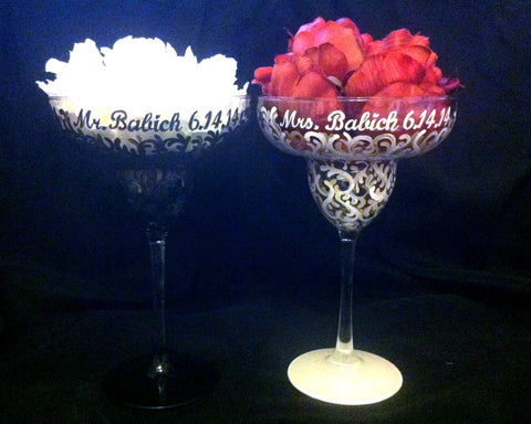 BLACK & WHITE SWIRL MARGARITA GLASSES