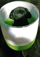 HAND PAINTED LABRADOR RETRIEVER WINE GLASS