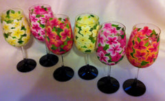 PINK PLUMERIA WINE GLASS