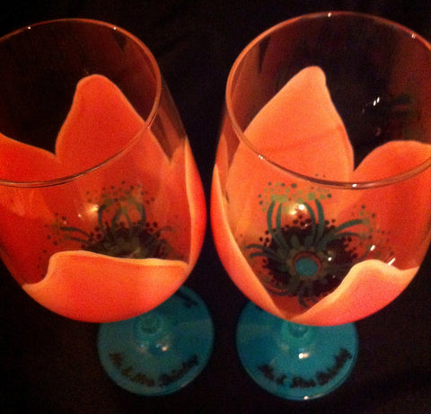 PEACH & TEAL WEDDING FLOWER GLASSES