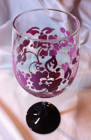 PINK DAMASK WINE GLASS