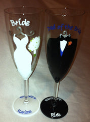 PERSONALIZED BRIDE & GROOM GLASSES