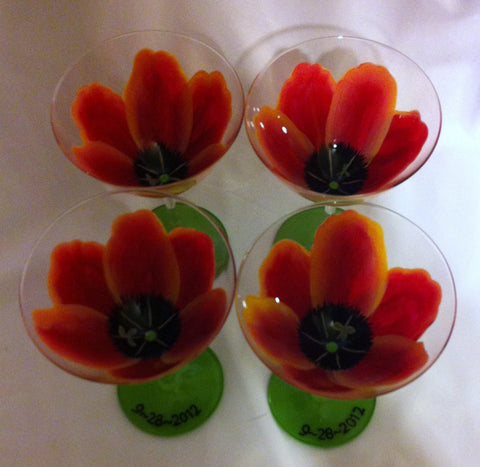 SUNSET TULIP MARTINI GLASSES Set of 4 glasses