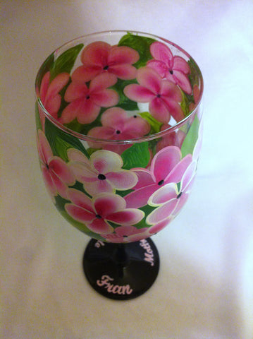 PINK PLUMERIA WINE GLASS