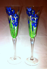 BRIDE & GROOM HYDRANGEA TOASTING FLUTES