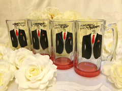 4 PERSONALIZED TUXEDO MUGS