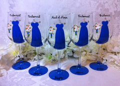 BRIDESMAID DRESS GLASSES 5 glasses