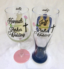 BRIDE AND GROOM GLASSES