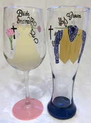 BRIDE AND GROOM GLASSES