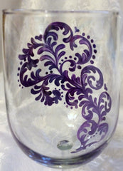 PURPLE HEART SWIRL WINE GLASS