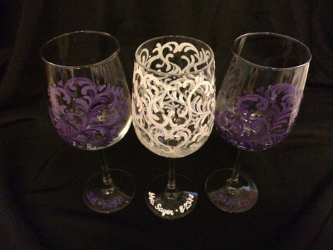 HEART SWIRL WINE GLASSES SET of 3