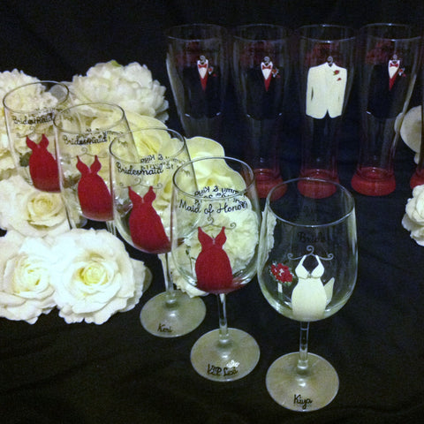 BRIDAL PARTY GLASSES 9 GLASSES