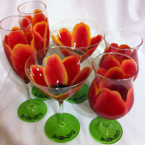 SUNSET TULIP... Choose from a Variety of Glassware...  Set of 6 glasses