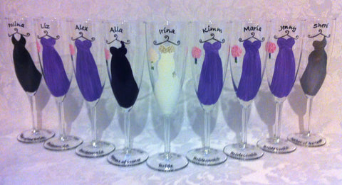 BRIDAL PARTY FLUTES 9 glasses